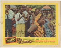 5w870 SATCHMO THE GREAT LC #7 '57 wonderful image of Louis Armstrong playing his trumpet in crowd!