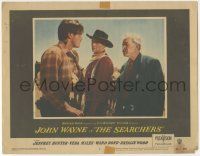 5w874 SEARCHERS LC #2 '56 John Ford, close up of John Wayne between Jeff Hunter & Ward Bond!