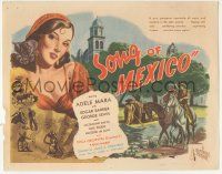 5w411 SONG OF MEXICO TC '45 great close up artwork of sexy Adele Mara south of the border!