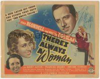 5w434 THERE'S ALWAYS A WOMAN TC '38 detective husband & wife Melvyn Douglas & Joan Blondell, Astor
