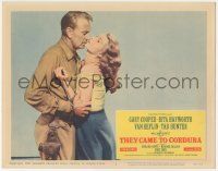 5w928 THEY CAME TO CORDURA LC #4 '59 best close up of Gary Cooper & Rita Hayworth embracing!