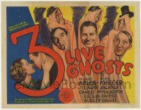 5w439 THREE LIVE GHOSTS TC '36 Richard Arlen, Cecilia Parker, wonderful Hirschfeld art!