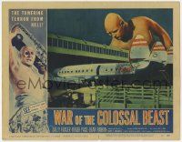 5w974 WAR OF THE COLOSSAL BEAST LC #4 '58 giant man looks down at TWA airplane at airport!