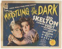5w481 WHISTLING IN THE DARK TC '41 scared Red Skelton & Ann Rutherford + cool skeleton art!