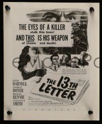 5x830 13th LETTER 3 8x10 stills '51 Otto Preminger, Linda Darnell, all with poster art!