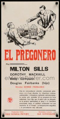 5y021 BARKER Argentinean '30s Milton Sills, Dorothy Mackaill, cool different fighting art!