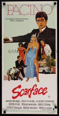 5y051 SCARFACE Aust daybill '83 art of Al Pacino as Tony Montana, Michelle Pfeiffer!