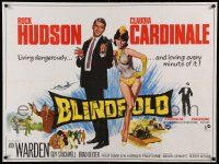 5y238 BLINDFOLD British quad '66 Rock Hudson, Cardinale, greatest security trap ever devised!