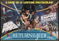 5y278 STAR WARS TRILOGY British quad '83 Empire Strikes Back, Return of the Jedi!