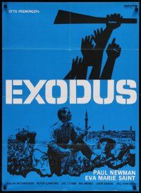 5y666 EXODUS Danish R70s Otto Preminger, great artwork of arms reaching for rifle by Saul Bass!