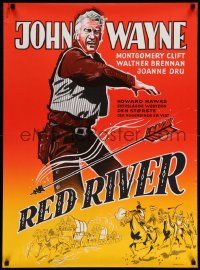 5y703 RED RIVER Danish R71 different artwork of John Wayne, Montgomery Clift, Howard Hawks!