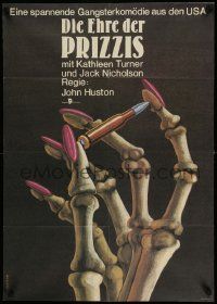 5y121 PRIZZI'S HONOR East German 23x32 '87 artwork of skeleton hand holding bullet by Wongel!