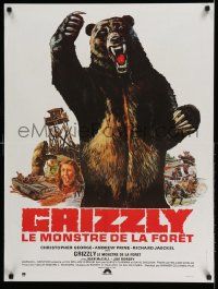 5y496 GRIZZLY French 24x32 '76 great Neal Adams art of grizzly bear attacking sexy camper, horror!