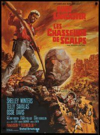 5y520 SCALPHUNTERS French 23x31 '68 Mascii art of Burt Lancaster pushing boulder down hill!