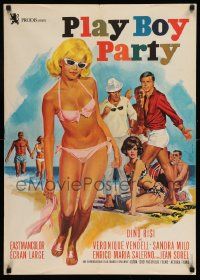 5y538 WEEKEND WIVES French 23x32 '66 sexy Jean Mascii art of Italian beach Play Boy Party!