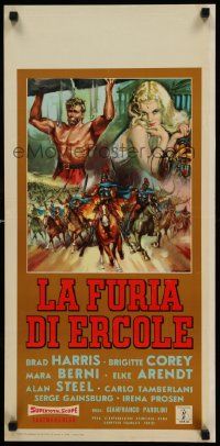 5y338 FURY OF HERCULES Italian locandina '63 La Furia di Ercole, cool Gasparri sword & sandal art!
