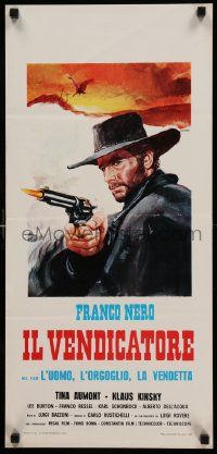 5y359 PRIDE & VENGEANCE Italian locandina R70s spaghetti western art of Nero as Django by Crovato!