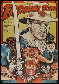 5y836 INDIANA JONES & THE TEMPLE OF DOOM Polish 26x37 '85 cool different art by Witold Dybowski!