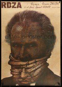 5y864 RDZA Polish 26x37 '81 Zygmunt Hubner, bizarre Pagowski art of man w/face mask!