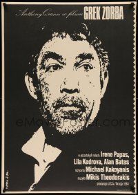 5y887 ZORBA THE GREEK Polish 27x38 R90 Michael Cacoyannis, different art of Anthony Quinn by Erol!