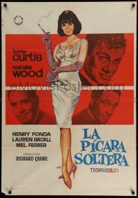 5y063 SEX & THE SINGLE GIRL Spanish '65 different art of Tony Curtis & sexiest Natalie Wood!