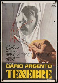 5y064 TENEBRE Spanish '82 Dario Argento giallo, image of woman & slashing scalpel!