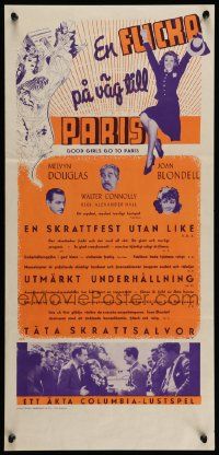 5y187 GOOD GIRLS GO TO PARIS Swedish stolpe '39 different sexy Joan Blondell & Melvyn Douglas!