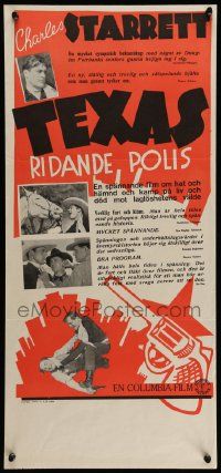 5y188 HAIL TO THE RANGERS Swedish stolpe '43 cool images and art, cowboy Charles Starrett!