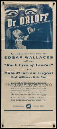 5y191 HUMAN MONSTER Swedish stolpe '43 Bela Lugosi & disfigured Wilfred Walter, Gynt, different!