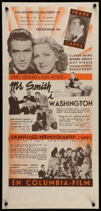 5y199 MR. SMITH GOES TO WASHINGTON Swedish stolpe '41 Frank Capra, James Stewart & Jean Arthur!