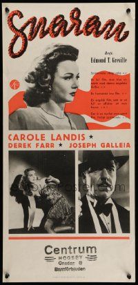 5y210 SILK NOOSE Swedish stolpe '50 Derek Farr, Stanley Holloway, sexy Carole Landis & Calleia!