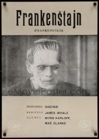 5y559 FRANKENSTEIN Yugoslavian 19x26 '60s black & white close-up of Boris Karloff as the monster!