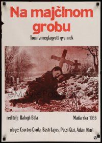 5y624 TOMI Yugoslavian 20x28 '60s image of Gizi Pecsi grieving on grave in cemetery!