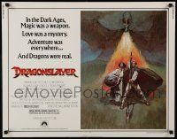 5z612 DRAGONSLAYER 1/2sh '81 cool Jeff Jones fantasy artwork of Peter MacNicol w/spear, dragon!