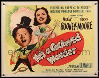 5z672 HE'S A COCKEYED WONDER style B 1/2sh '50 wacky art of magician Mickey Rooney & Terry Moore!