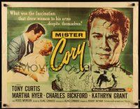 5z757 MISTER CORY style A 1/2sh '57 art of pro poker player Tony Curtis & kissing sexy Martha Hyer!