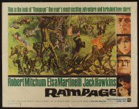 5z817 RAMPAGE 1/2sh '63 Robert Mitchum & Elsa Martinelli in the African jungle, cool art!