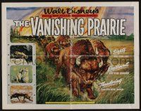 5z976 VANISHING PRAIRIE 1/2sh '54 Walt Disney, cool art of stampeding buffalo!