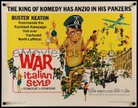 5z983 WAR ITALIAN STYLE 1/2sh '66 Due Marines e un Generale, cartoon art of Buster Keaton as Nazi!