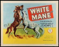 5z986 WHITE MANE 1/2sh '54 cool image of brown & white majestic wild stallions fighting!