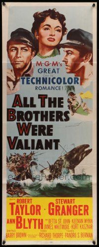 5z020 ALL THE BROTHERS WERE VALIANT insert '53 Robert Taylor, Stewart Granger, cool whaling art!