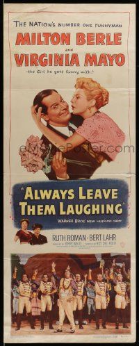 5z023 ALWAYS LEAVE THEM LAUGHING insert '49 great romantic image of Milton Berle & Virginia Mayo!