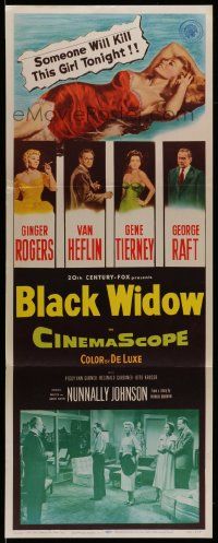 5z054 BLACK WIDOW insert '54 Ginger Rogers, Gene Tierney, Van Heflin, George Raft, sexy art!