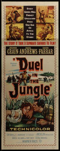 5z121 DUEL IN THE JUNGLE insert '54 Dana Andrews, sexy Jeanne Crain, African adventure artwork!