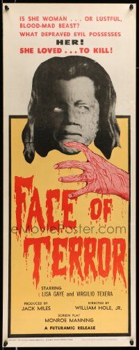 5z127 FACE OF TERROR insert '64 is she woman, or inhuman, blood-mad beast!