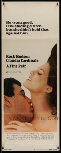 5z134 FINE PAIR insert '69 romantic super close up of Rock Hudson & sexy Claudia Cardinale!