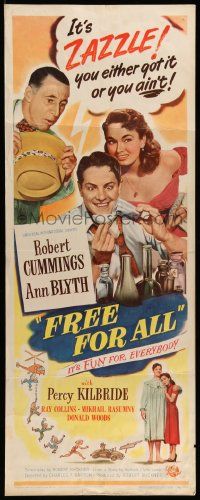 5z158 FREE FOR ALL insert '49 Ann Blyth kisses Robert Cummings, who turns water into gasoline!