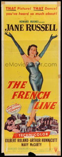 5z159 FRENCH LINE 2D insert '54 Howard Hughes, full-length art of sexy Jane Russell!