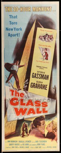 5z171 GLASS WALL insert '53 Gloria Grahame & Vittorio Gassman, the manhunt that tore NY apart!