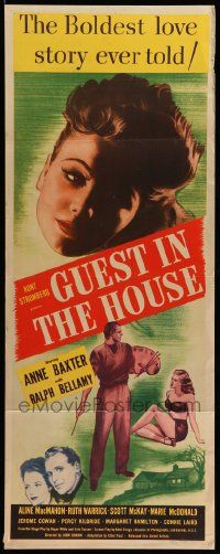 5z187 GUEST IN THE HOUSE insert '44 close-up of mentally ill Anne Baxter + painter Ralph Bellamy!